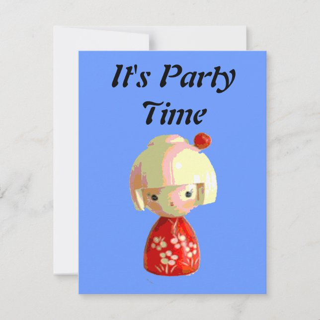 Convite Kokeshi Vermelha (Frente)