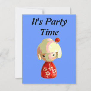 Convite Kokeshi Vermelha