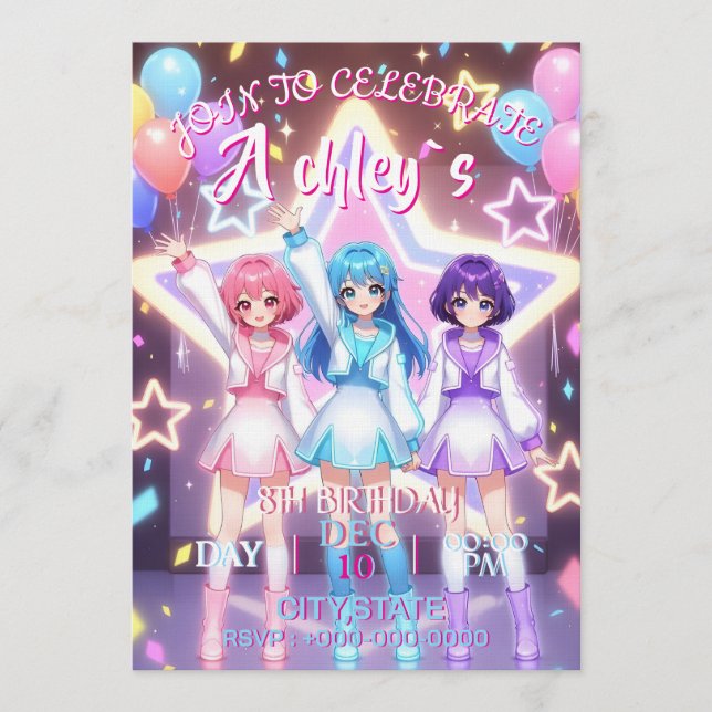 Convite KPOP Demon Hunters Inspired Invitation (Frente)