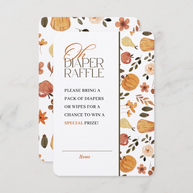Convite Kraft Fall Theme Baby Shower Diaper Raffle (Frente/Verso)