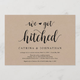 Convite Kraft Fazenda Rústica, letra preta, Casamento Fuga