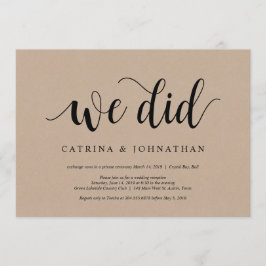 Convite Kraft Fazenda Rústica, letra preta, Casamento Fuga