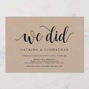 Convite Kraft Fazenda Rústica, letra preta, Casamento Fuga