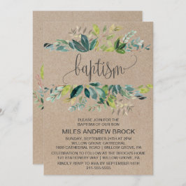 Convite Kraft Foliage Baptism