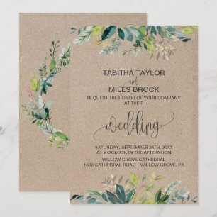 Convite Kraft Foliage com Casamento de Invasão de Monogra