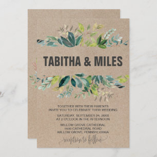 Convite Kraft Foliage com Casamento de Invasão de Terra Mo