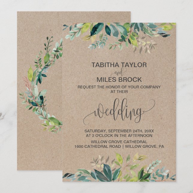 Convite Kraft Foliage com Casamento de Invasão de Terra Mo (Frente/Verso)