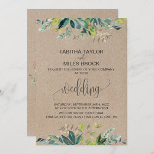 Convite Kraft Foliage com Casamento de Invasão de Terra Mo