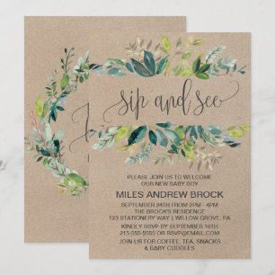 Convite Kraft Foliage Sip and See