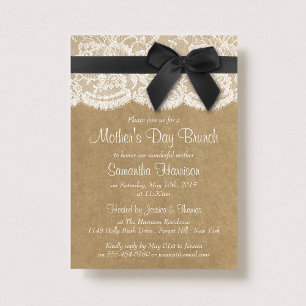 Convite Kraft, Lace e Dia de as mães Arco Negro Brunch
