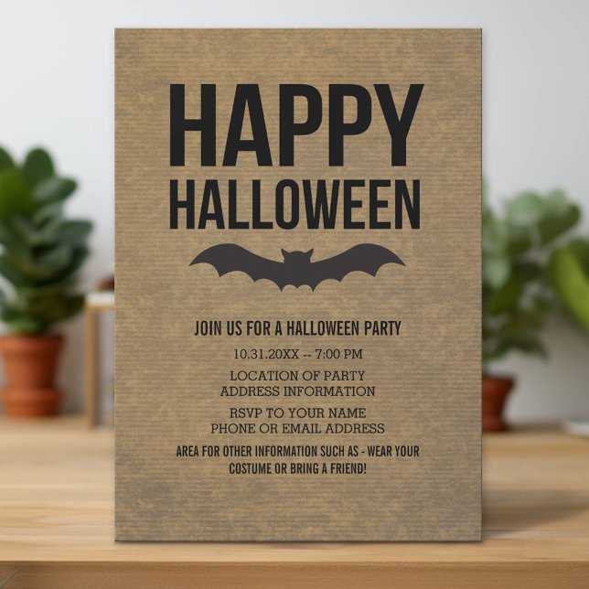 Convite Kraft Paper parece feliz Bat Russo do Dia das Brux (Custom Invitation with Download Option)