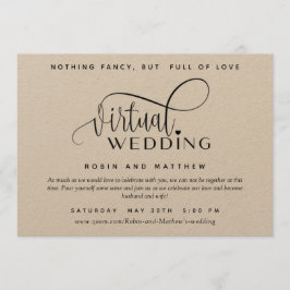 Convite Kraft Paper, Rustic, Online Virtual Weding