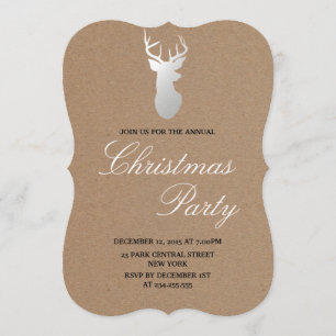 Convite Kraft Paper Silver Antler Partido de Natal Russo