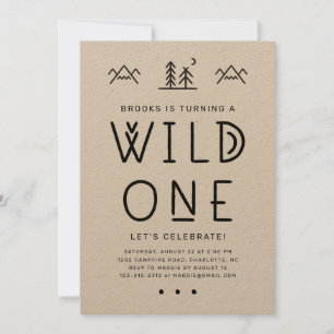 Convite Kraft para Primeiro Aniversário do Wild On