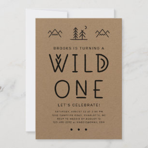 Convite Kraft para Primeiro Aniversário do Wild On