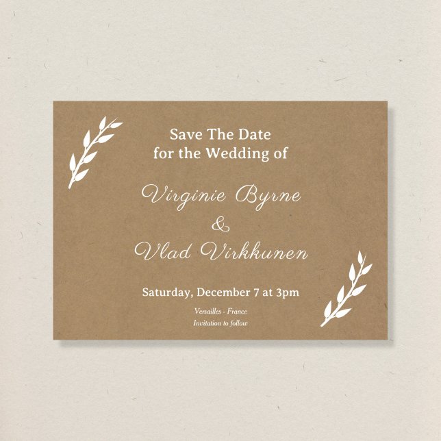 Convite Kraft & Rustic Wedding Save The Date (Criador carregado)