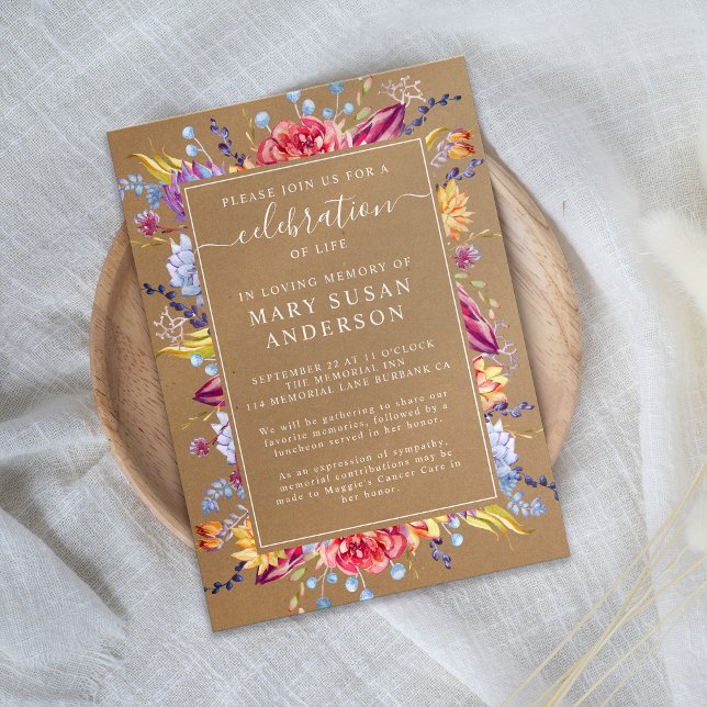 Convite Kraft Suculenta Celebração do Memorial da Vida (Criador carregado)