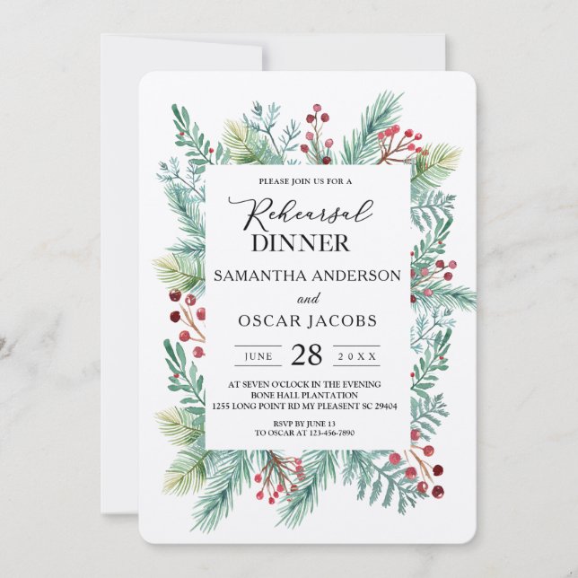 Convite Kraft Winter Leaf Frame Greenery (Frente)