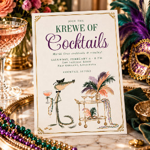 Convite Krewe de Coquetéis Festa de Mardi Gras