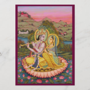 Convite Krishna e Radha no lotusInvitation