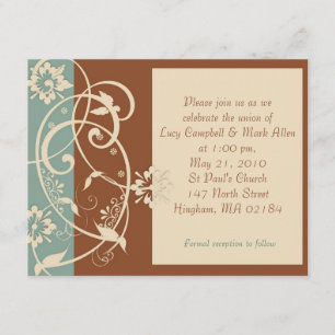 Convite KRW: Casamento de castanho moderno e de azul