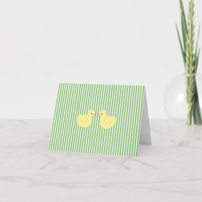 Convite KRW Green Stripe Rubber Duck Baby Shower Invite (Frente)
