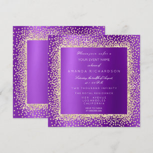 Convite Krystal Champaigne Dourado Glitter Confete Violeta