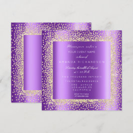 Convite Krystal Champaigne Glitter Confetti Roxo2