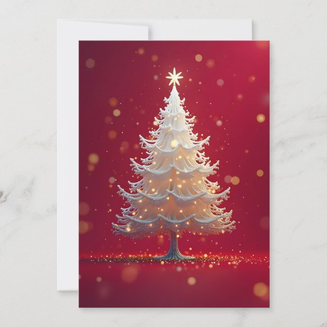 Convite Kunstvoller weißer Weihnachtsbaum (Frente)
