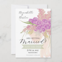 La Boca Rosa Bouquet Save-The-Date com laço transp
