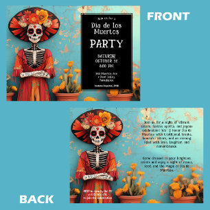 Convite 💀 La Calavera de chapéu com flores