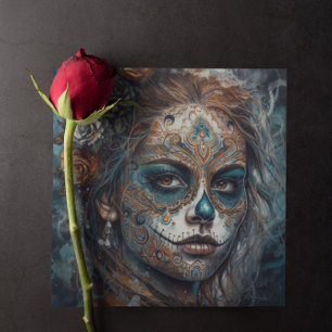 Convite La Catrina Azul Dia de los Muertos Caveira de Açúc