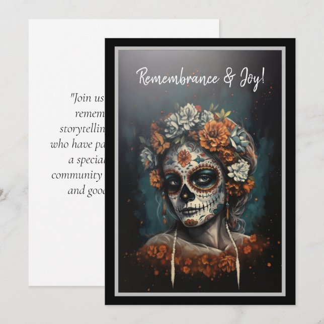 Convite La Catrina Espírito Eterno Dia dos Mortos (Frente/Verso)