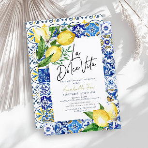 Convite La Dolce Vita Azulejo Azul Chuveiro de Noiva