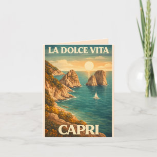Convite La Dolce Vita - Cartaz de Viagem Vintage de Capri