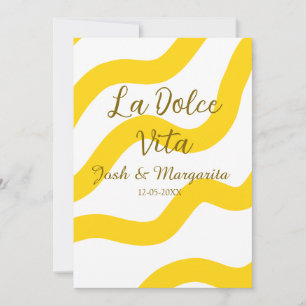 Convite La Dolce Vita casal amarelo Nome data glit