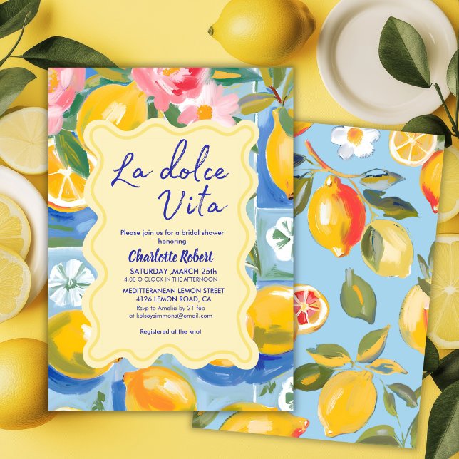 Convite La dolce vita Italiana Lemon Chá de panela (Criador carregado)