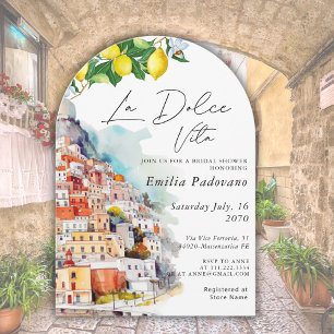 Convite La Dolce Vita Italiano Chuveiro de Noiva Arco de A