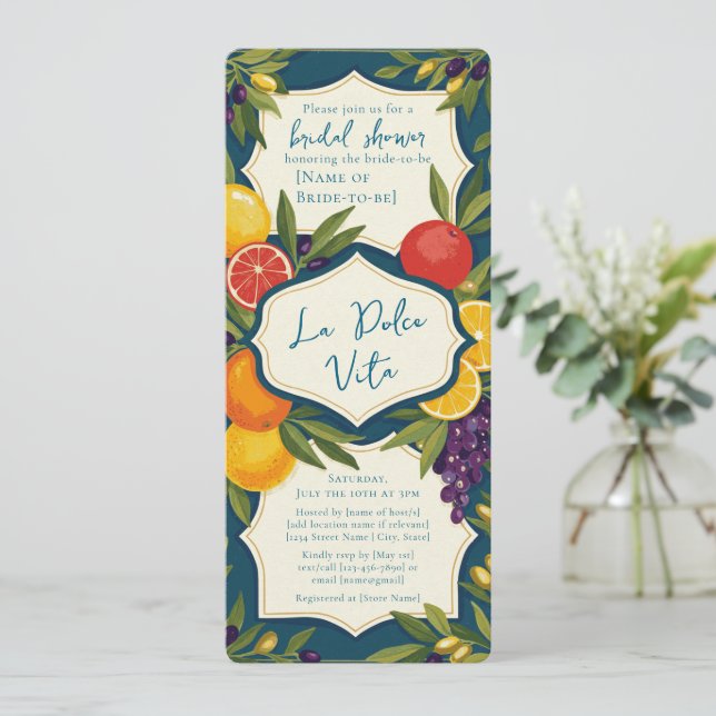 Convite La Dolce Vita Italy Bridal Shower (Em pé/Frente)