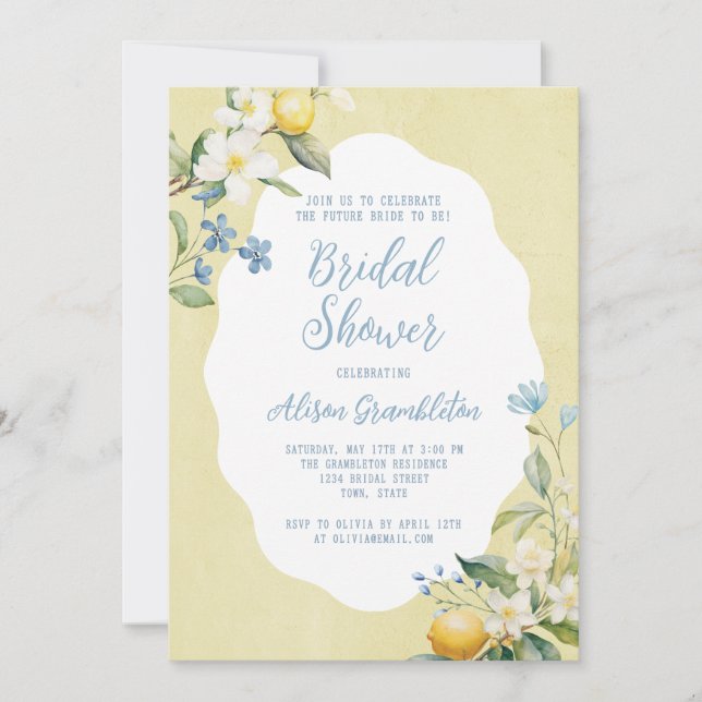 Convite La Dolce Vita Lemon Bridal Shower Invitation (Frente)