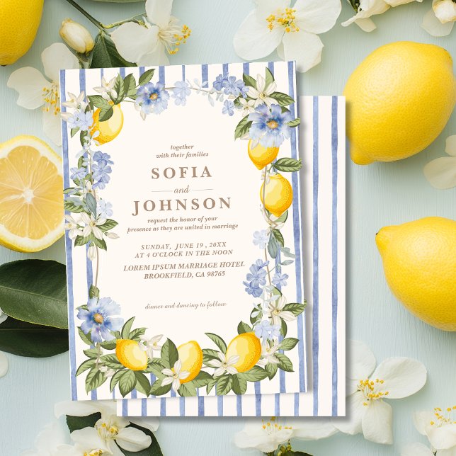 Convite La Dolce Vita Lemon Citrus Italian summer Wedding (Criador carregado)