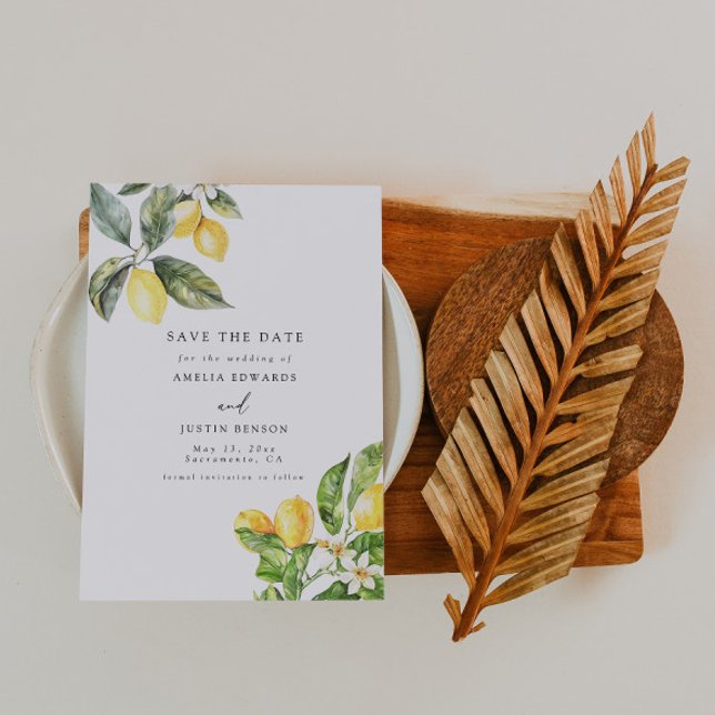 Convite La Dolce Vita Lemon Citrus Salvar A Data (Criador carregado)