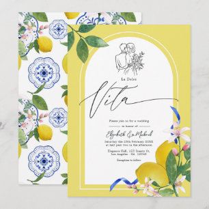 Convite "La Dolce Vita" Lemon e Azulejo Casamento Italiano