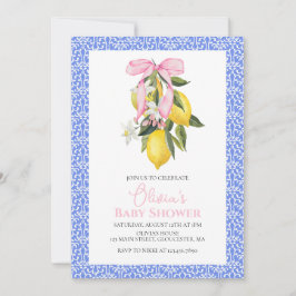 Convite La Dolce Vita Limão Rosa Laço Baby Shower