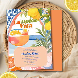 Convite La dolce vita verão de limão italiano Chás de noiv