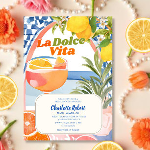 Convite La dolce vita verão de limão italiano Chás de noiv