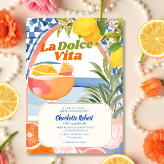 Convite La dolce vita verão de limão italiano Chás de noiv