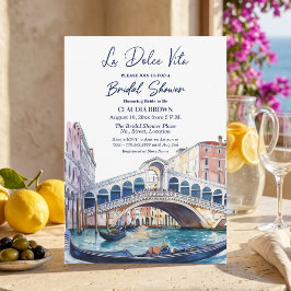 Convite La Dolce Vita Watercolor Venice Bridal Shower