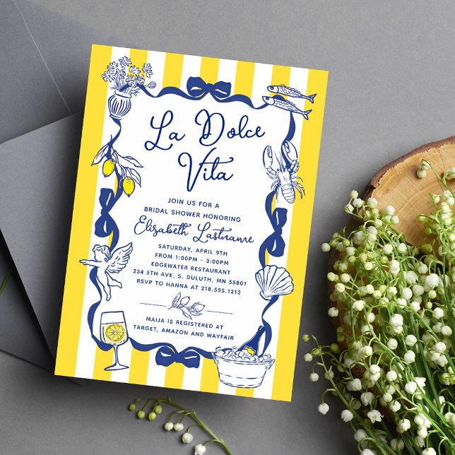 Convite La Dolce Vita Whimsical Italian Bridal Shower (La Dolce Vita Whimsical Italian Bridal Shower Invitation)