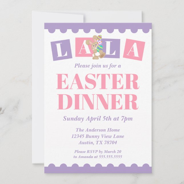Convite La La Easter Dinner Invitation (Frente)